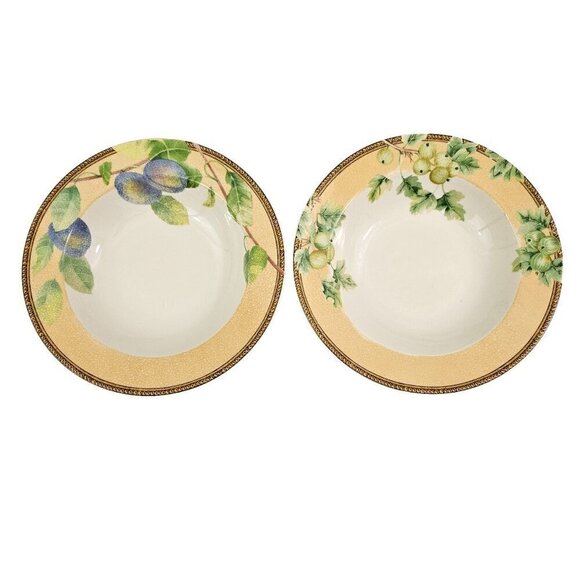 PTS International Interiors Newbury Stoneware Rimmed Soup Salad Bowls – Set of 2 - Picture 1 of 16